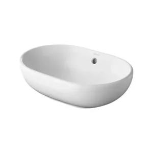Duravit vasque à poser Foster sans plage de robinetterie + trop-plein 495 x 350 mm blanc