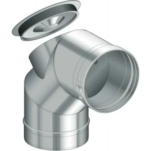Poujoulat coude à simple paroi inox 90° avec trappe de visite condenseur 80 mm