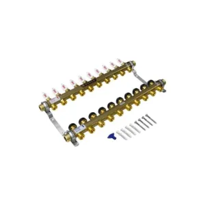 Henco collecteur chauffage sol 4/4 " m - 10 x 3/4 " ek avec débitmètre