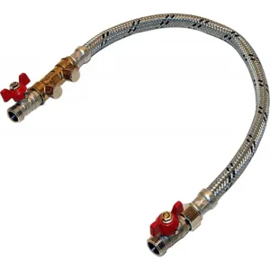 Kit de remplissage chauffage central avec vannes à bille 1/2" FF 40CM