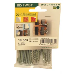 Bis twist + vis métrique + rondelle m6 x 60 mm boite de 10 pièces