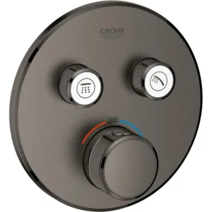set de finition thermostatique + 2 robinets d'arrêts smartcontrol ronde - c