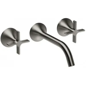 Dornbracht set de finition 3 - trous mélangeur mural vaia poignée croix saillie 190 mm - noir platine mat