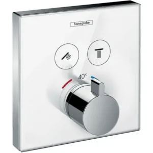 Hansgrohe set de finition showerselect glass thermostatique + 2 robinets d'arrêts blanc