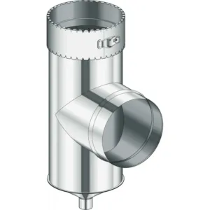 Poujoulat T + collier 90° inox coproflex 150 mm